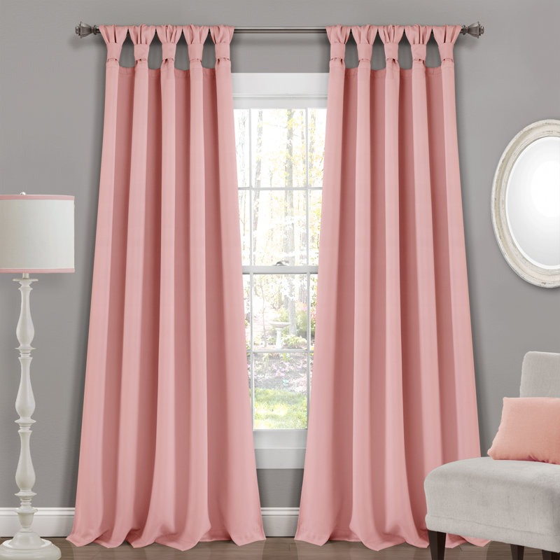 Lush Decor Insulated Knotted Tap Blackout Curtain Pair, 52" x 84", Pink