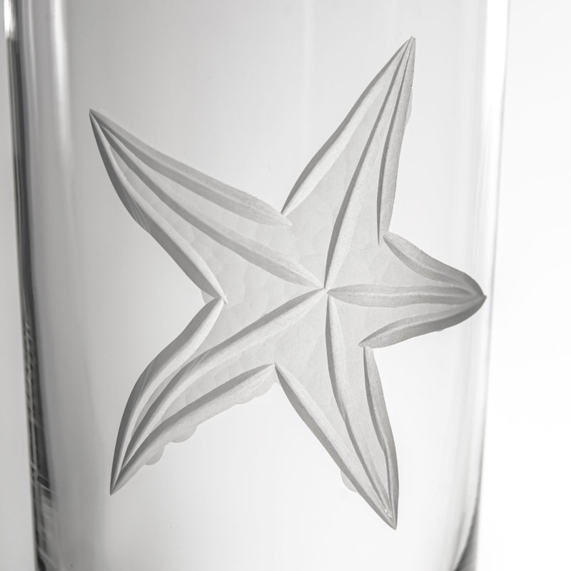 Starfish Engraved 15 oz Clear Glass Highball Set of 4