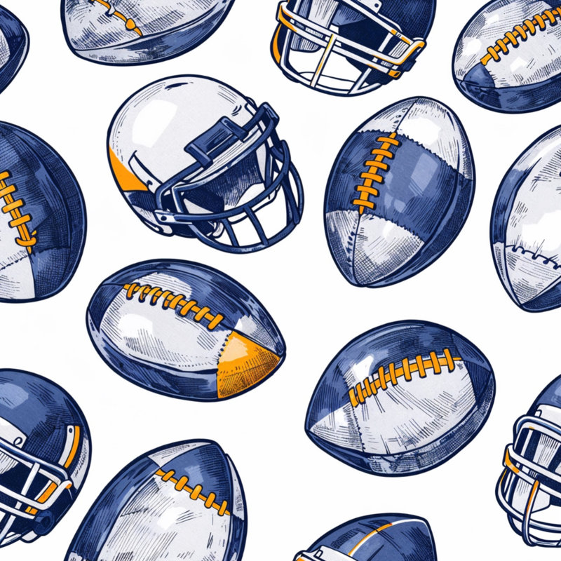 Coussins décoratifs à double face Football Helmets, 16 x 16 pouces, Bleu marine foncé et orange vif