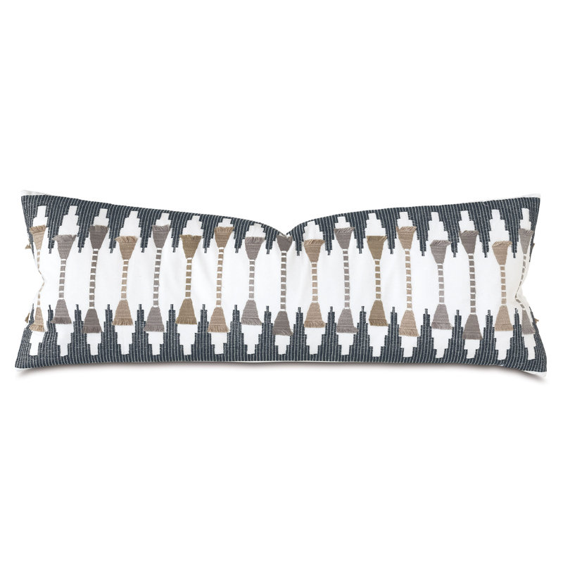 Embroidered Reversible Throw Pillow, Amani Taupe, 13"H x 36"W