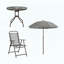 Ensemble repas d'extérieur 4 pièces avec parasol