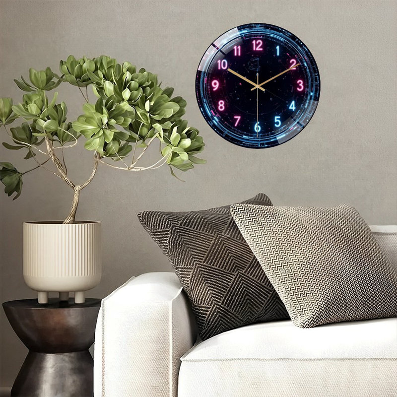 LED Wall Clock for Home Decor And Timekeeping(1) Art - 12'' Modern Glass Wall Clock