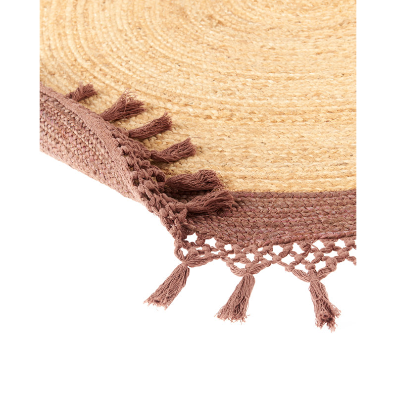 Round Jute Area Rug Beige and Brown Patoka, Round 140cm