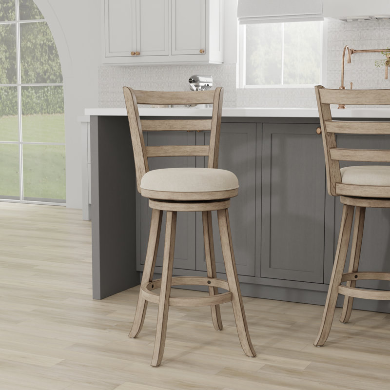 Argel Swivel Upholstered Counter Stool with Solid Wood Frame, Bar Stool (30.25" Seat Height)