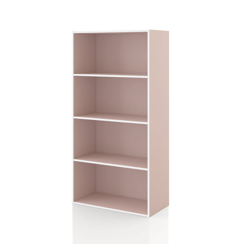 Breayla Stackable Storage Bookcase, 4-Shelf, Light Pink