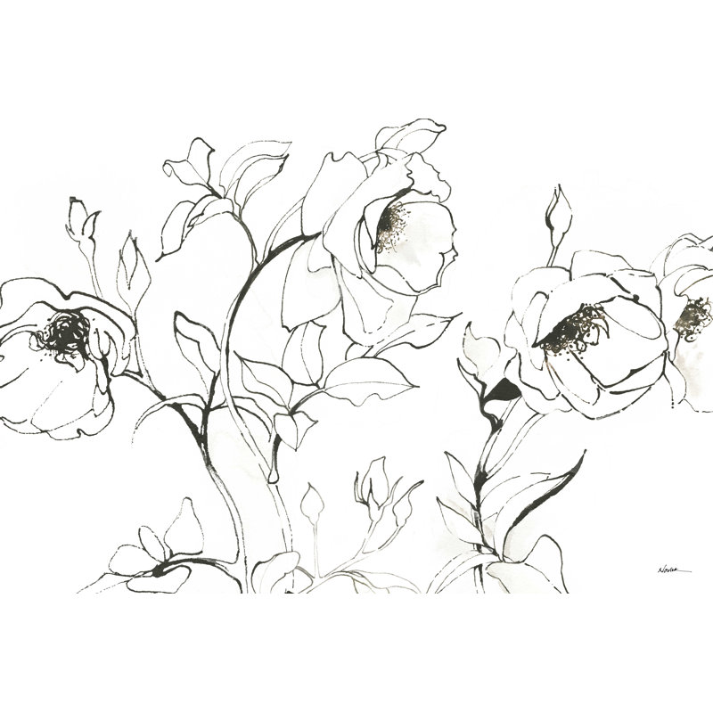 "Croquis de roses" par Shirley Novak - impression sur toile tendue, H 32 po x l 48 po