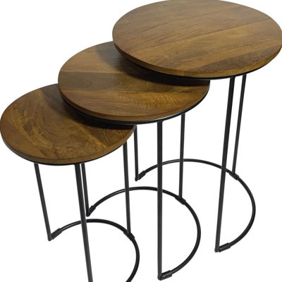 Gracie Mills Contemporary Set of Two Chestnut and Black Nested Tables