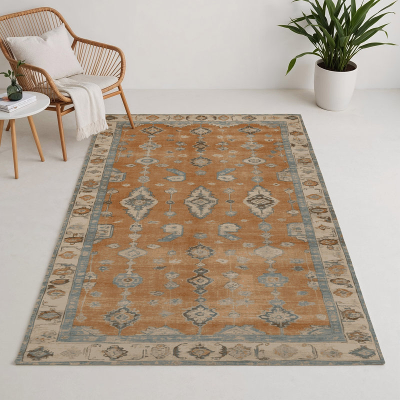 Tapis intérieur et extérieur brun Overdyed, Rectangulaire 3 pi x 5 pi