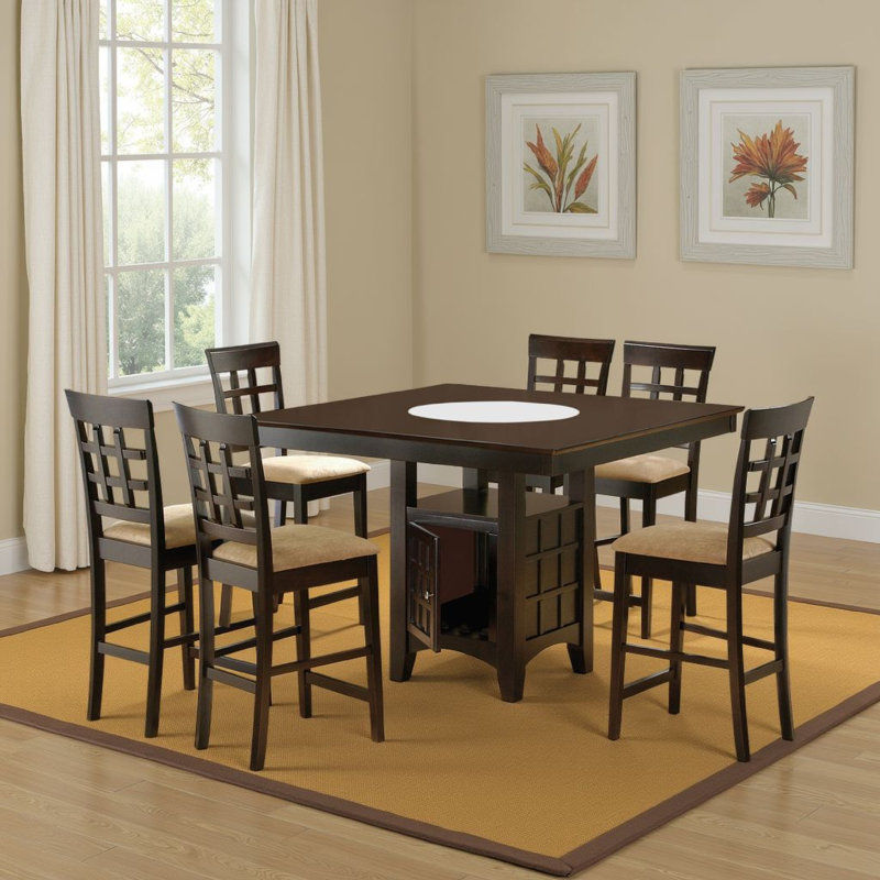 Sarok Dining Set in Brown and Tan, 7