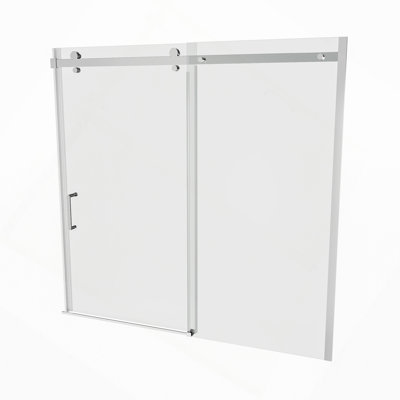 Porte de baignoire coulissante mod. L 56-60 po x H 58 po avec verre transparent 5/8 po (8 mm)