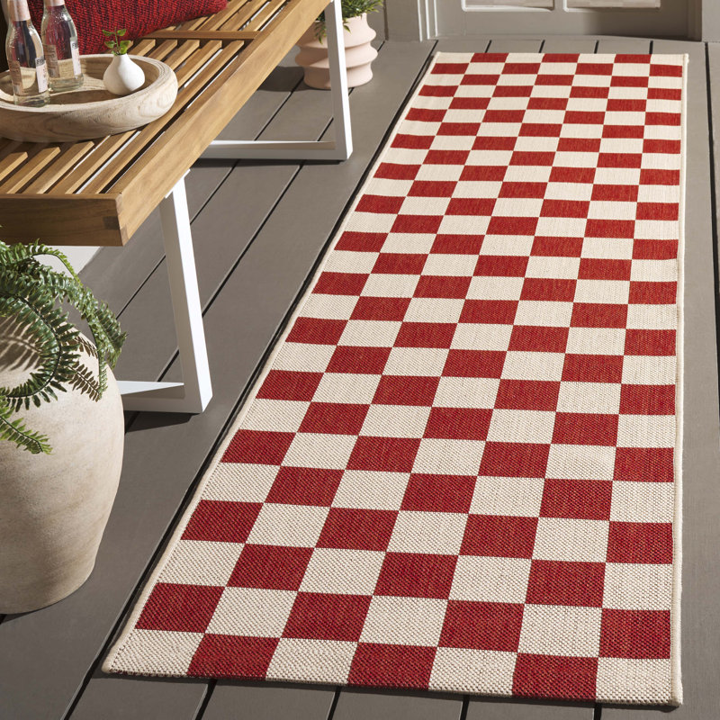 Menko Performance Checkered Rug, Runner 2'3" x 8'