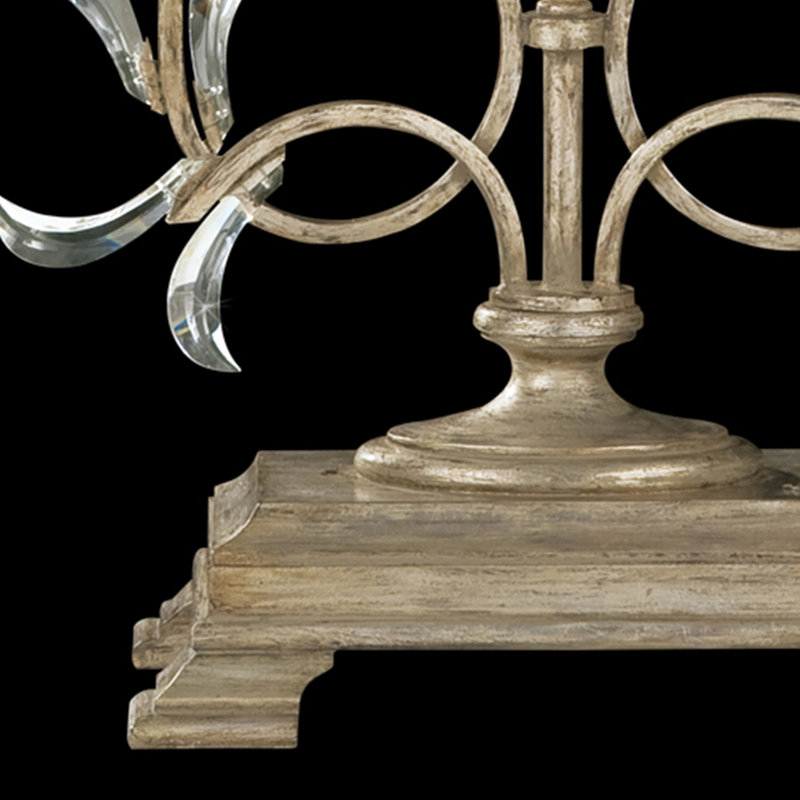 Lampe de table arquée biseautée 34 po, Argent / étain