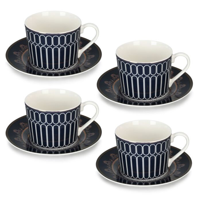 Classic Cobalt Porcelain Teacup and Saucer