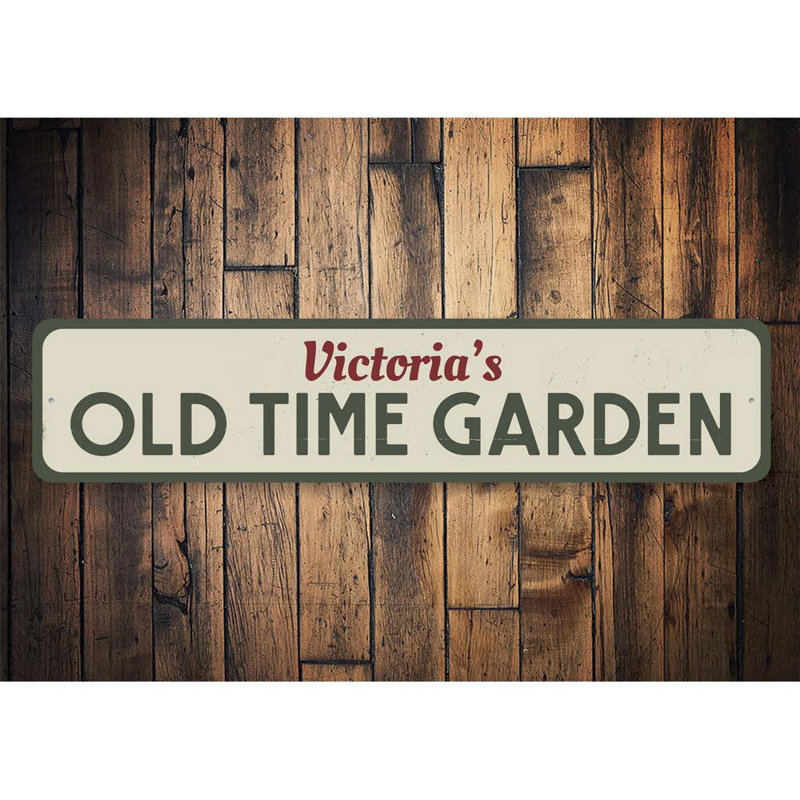 Ancienne enseigne de jardin en aluminium, H 6 po x l 24 po x P 0,063 po