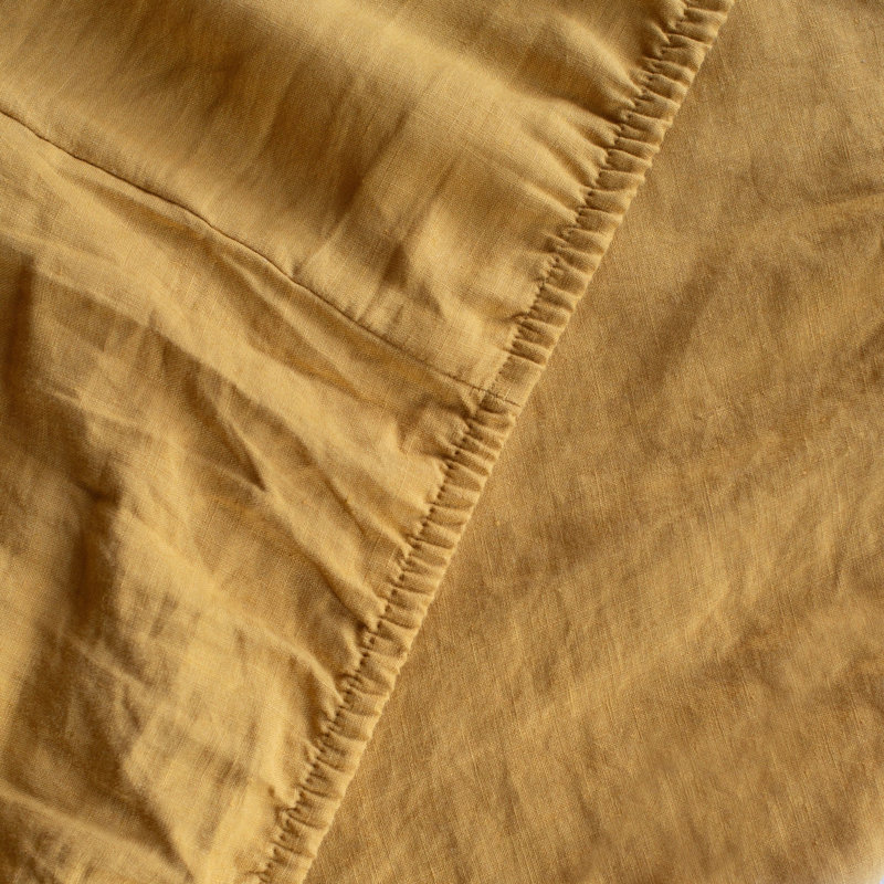 100% French Linen Sheet Set, Twin Sheet Set with 1 Pillowcase, Honey