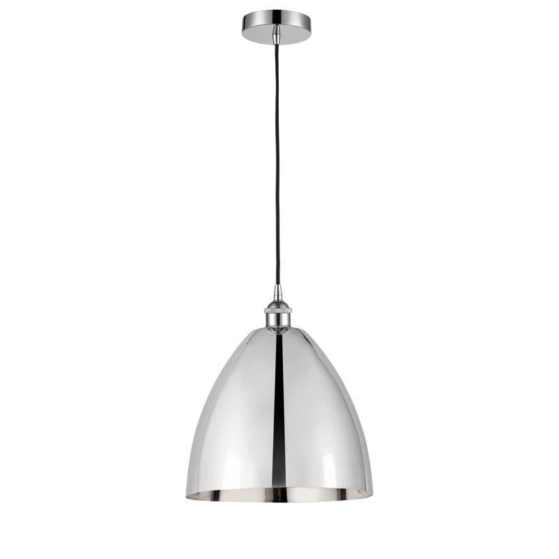 Luminaire suspendu conique à 1 lumière, Chrome poli, Chrome poli, H 14,75 po x l 12 po x P 12 po