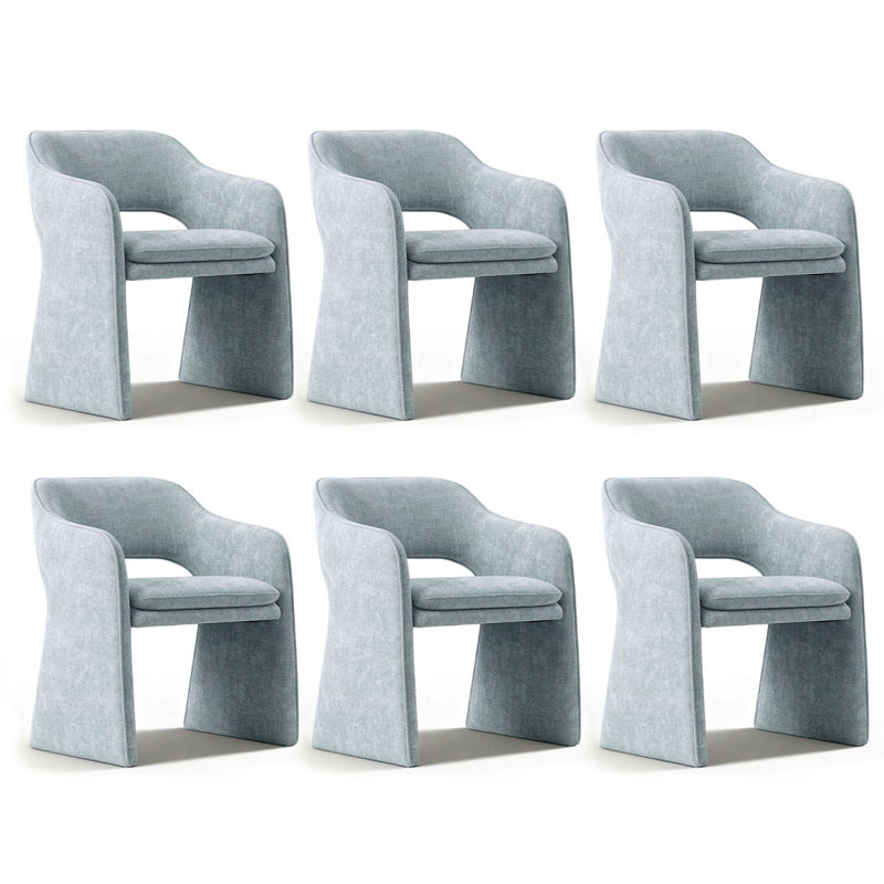 19" Seat Height Upholstered Dining Armchair, Sky Blue