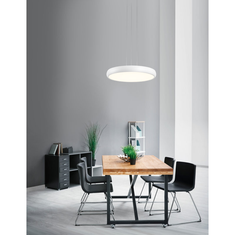 1 - Light LED Drum Pendant, White