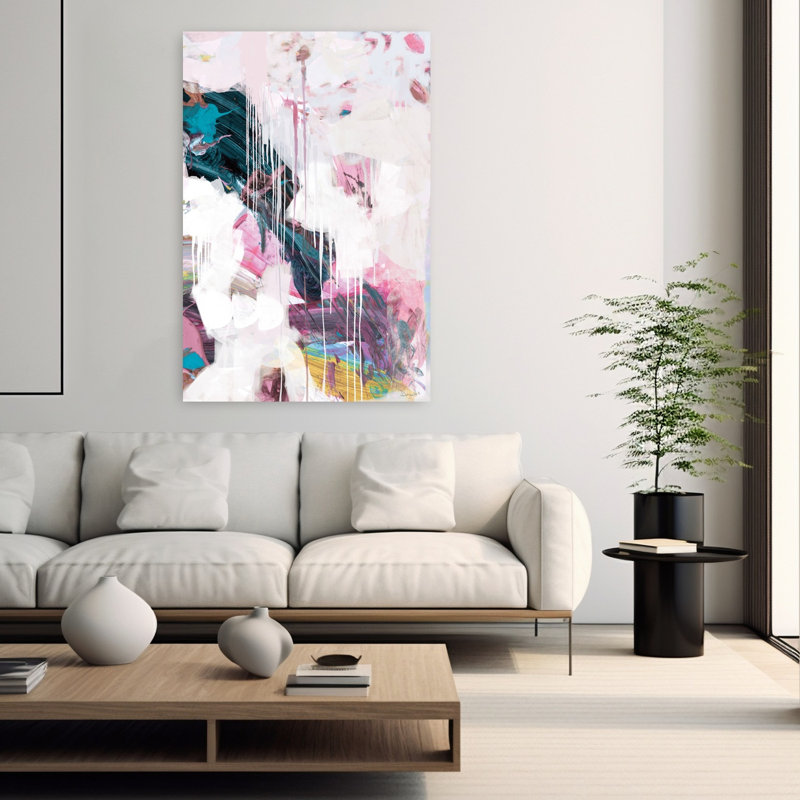 Art contemporain abstrait coloré, H 60 po x l 40 po