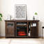 Meuble télé, l 58,82 po, foyer encastré 18 po, 2 portes, 6 découpes de câbles, options de rangement Foyer l 58,82 po, armoire à portes, trous, espace multifonctionnel