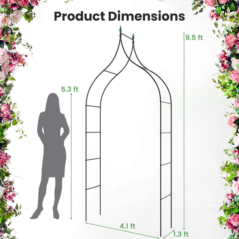 Costway 1 Pcs Garden Arbour With Multiple Side Crossbars Powder-coated Metal Tubes