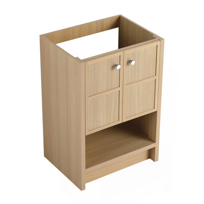 Meuble-lavabo autoportant 24 po, 2 portes à fermeture douce, chêne, contreplaqué (sans le lavabo)