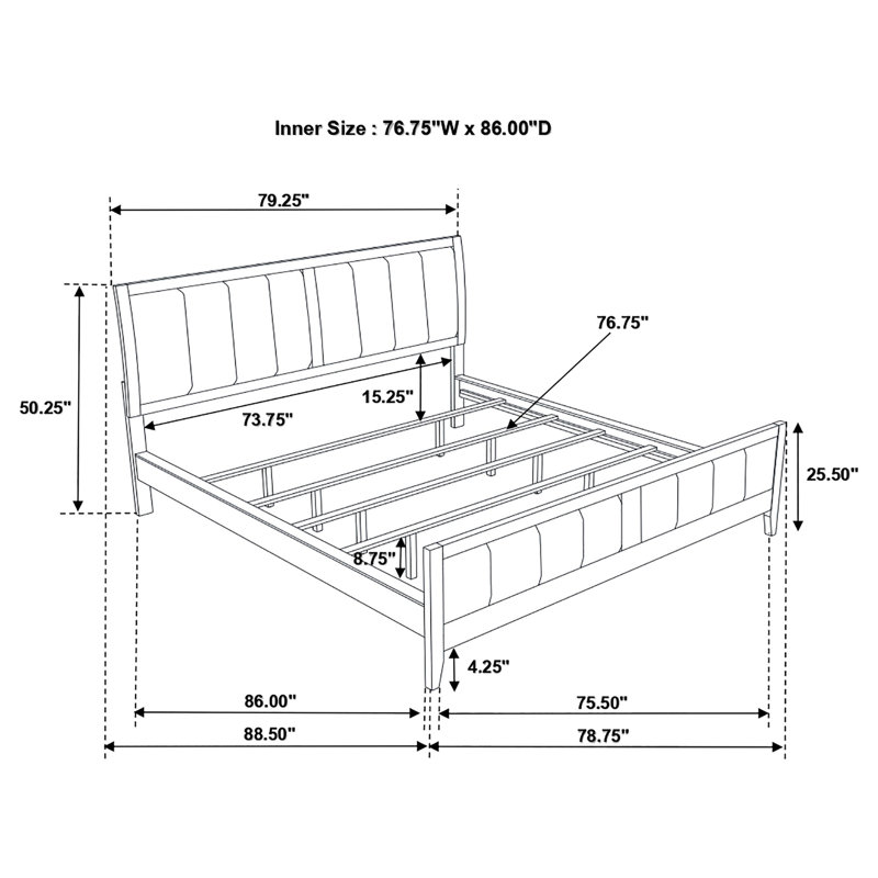 Teste Cappuccino and Black Upholstered California King Panel Bed, California King