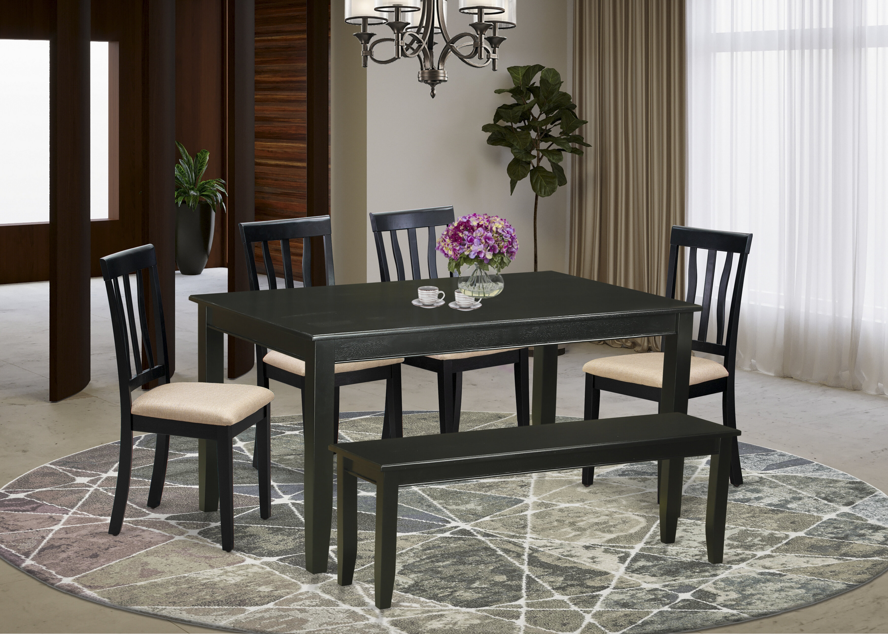 Charlton Home® Sisneros 6 - Piece Solid Wood Dining Set 