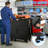 Mobile Tool Storage Cabinet with Lockable Compartment, 4 Drawers and Steel Top, Rolling Garage Organizer, 34.3"H
