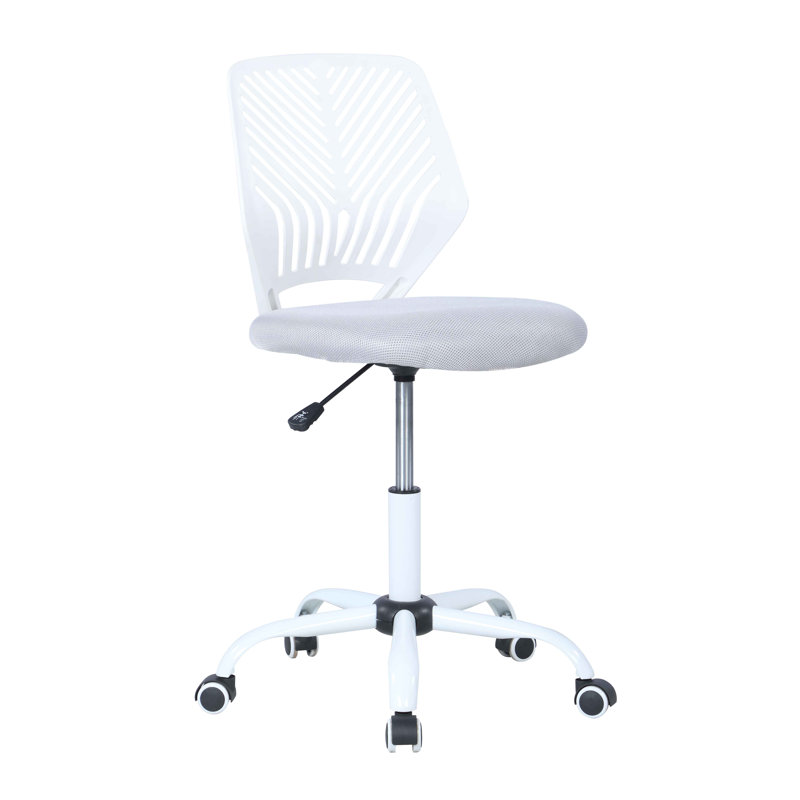 Rubin Mid Back Armless Office Chair, White/Black