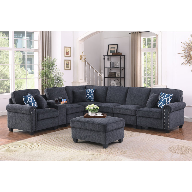 Canapé modulaire rembourré Brisia, Gris chenille