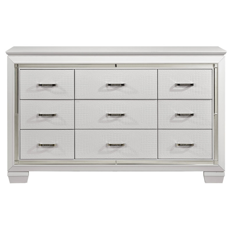 Commode de style audacieux 9 tiroirs, Blanc