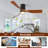 52 In. LED Indoor/Outdoor Flush Mount Matte Black Ceiling Fan With Wood Blades, 6-Speed DC Remote Control-1970089176