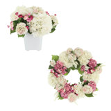 24" Spring Wreath and Centerpiece with Ranunculus and Hydrangeas
