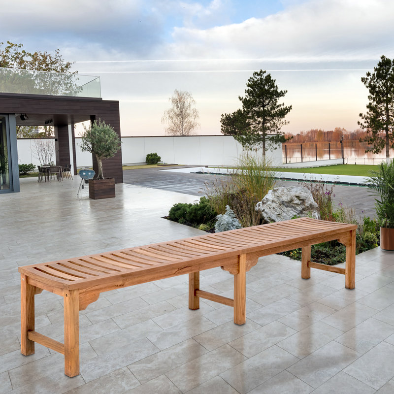 Santa Monica Outdoor Teak Dining Bench, 18" H x 94" W x 18" D