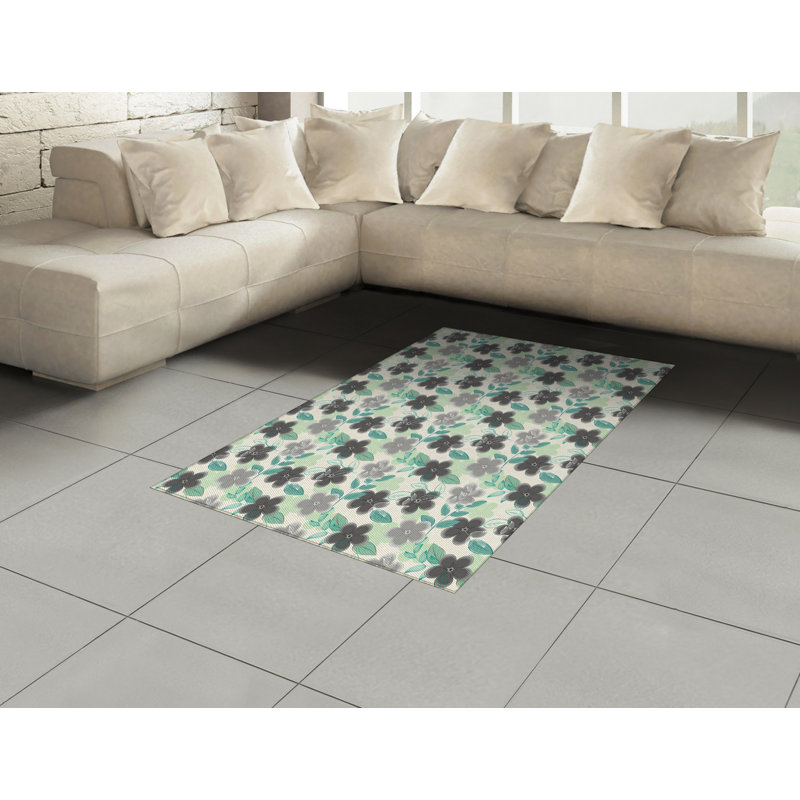 Tapis décoratif floral à haute densité en fibres de polyester, Rectangle— 4 pi x 5 pi 8 po