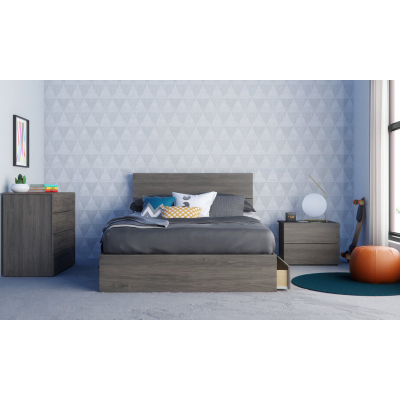 Allante 2 - Drawer Nightstand, Bark Gray