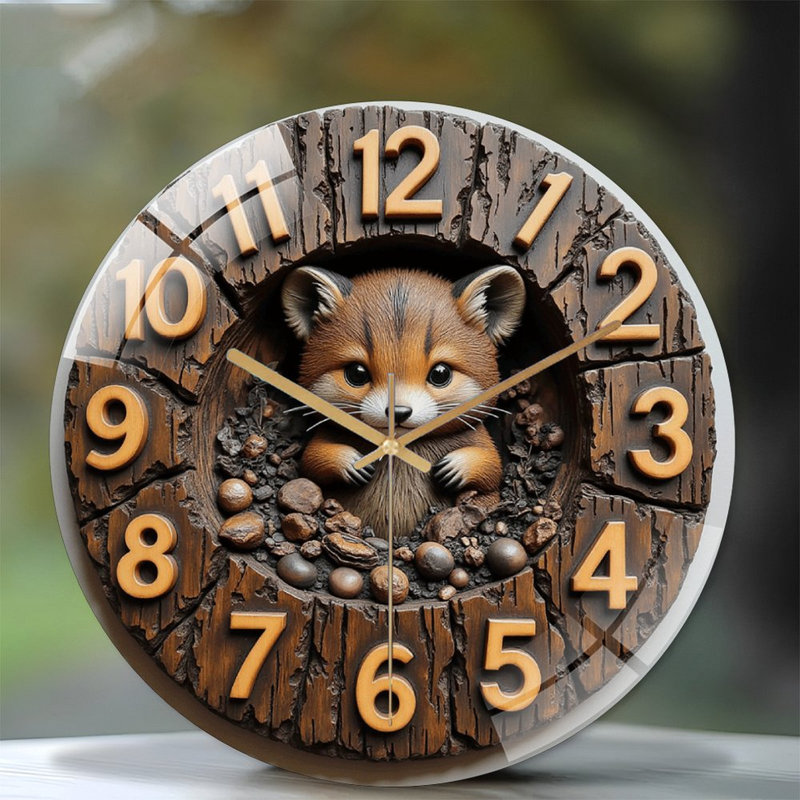 Horloge murale en forme de renard - Horloge murale 12 po