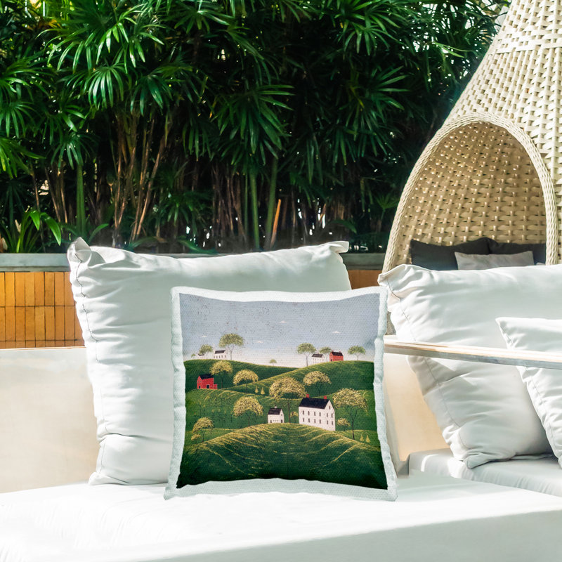 Conception de coussin d'extérieur imprimé Rolling Hills in Countryside Village par Warren Kimble