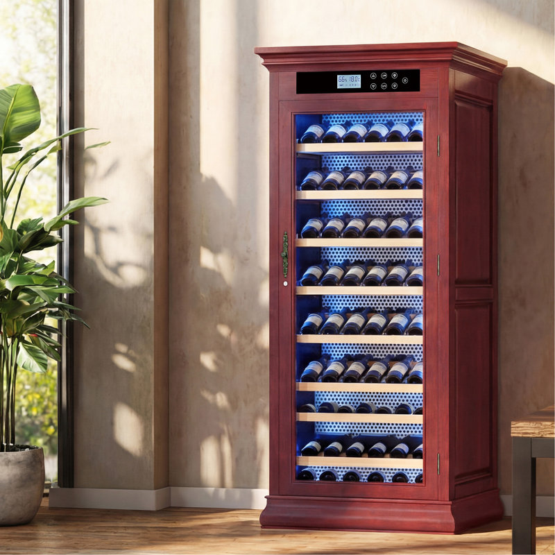 Reagan Wine Cooler Cabinet With LED Lights For Optimal Temperature Control, Cherry