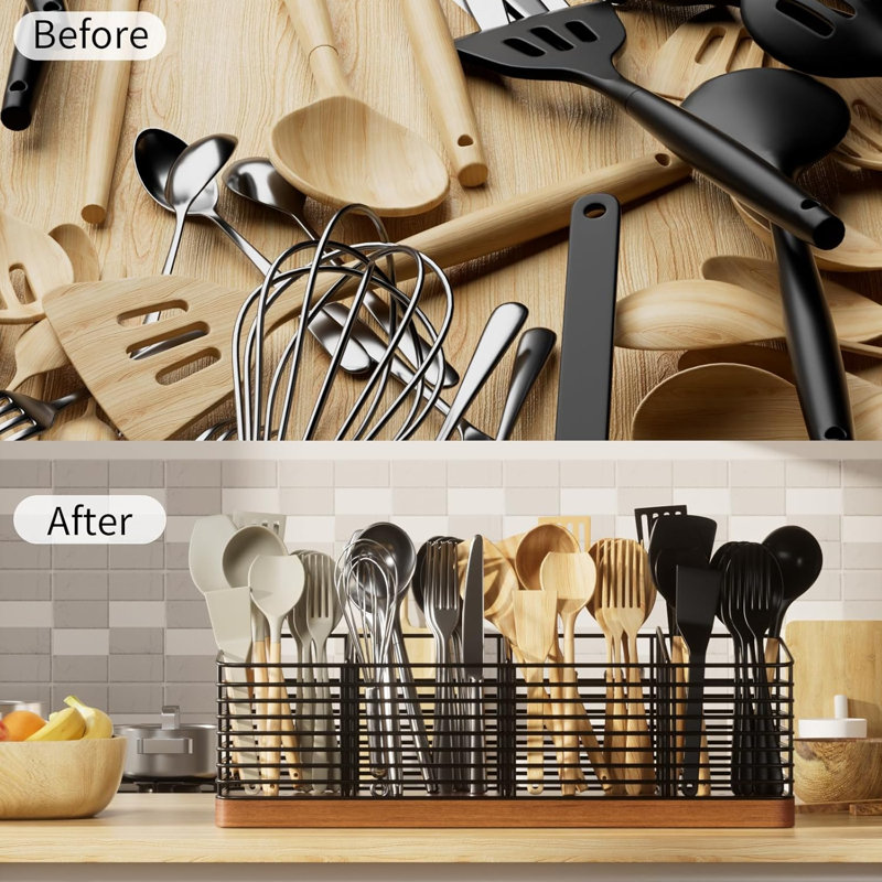 Matte Black Metal Cutlery Rack