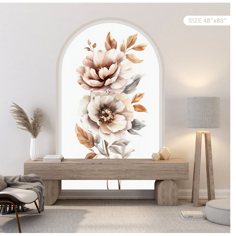 Adhésif décoratif pivoines et fleurs, H 71 po x l 40 po