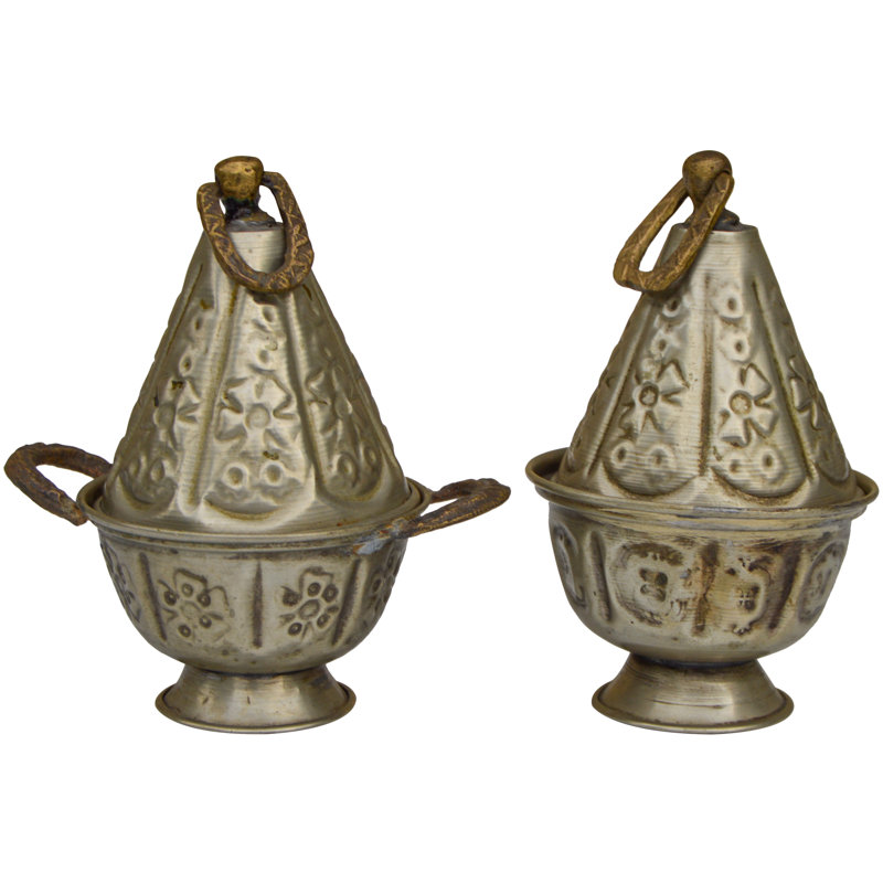 Bols à couvercle antiques marocains, S / 2