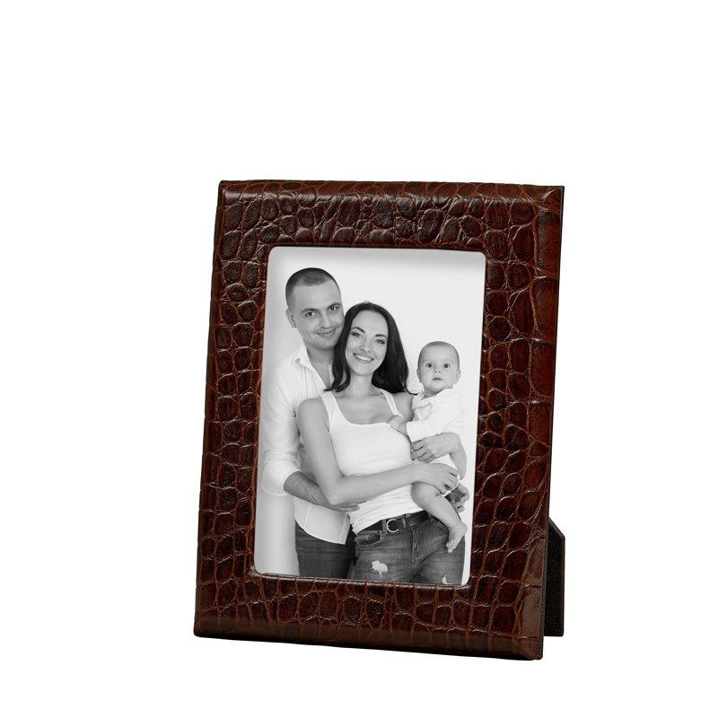 Leather Picture Frame, 5" W x 7" H, Brown Croc