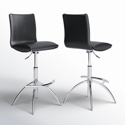 Demorest Swivel Upholstered Adjustable Height Counter Stool with Metal Frame