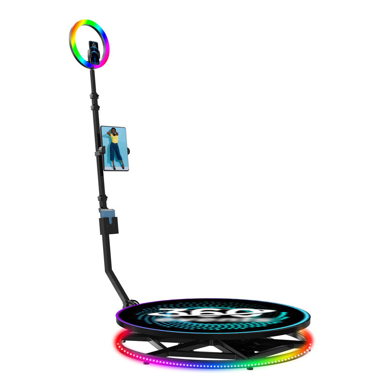 360 Photo Booth With Rotating Hd Camera, Motorized Platform & Rgb Lighting For Events