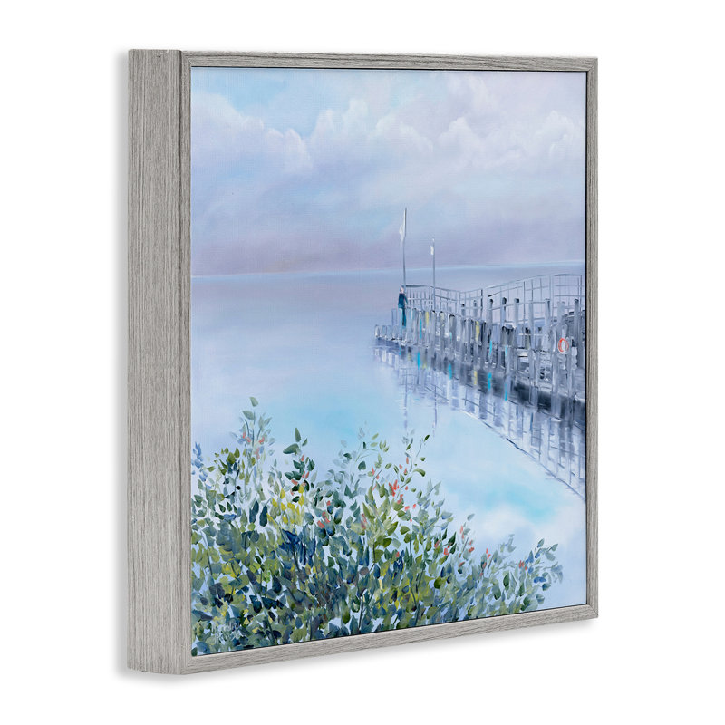 «Foggy Harbor Dock», art de la giclée encadrée par Meredith Howse, Estampe numérique Farmhouse, H 24 po x l 24 po