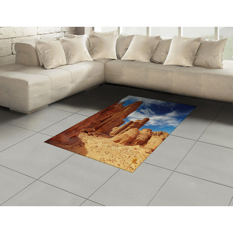 Desert High Density Long Fiber Poly Threads Decorative Area Rug Carpet, Rectangle 4' x 5'8"