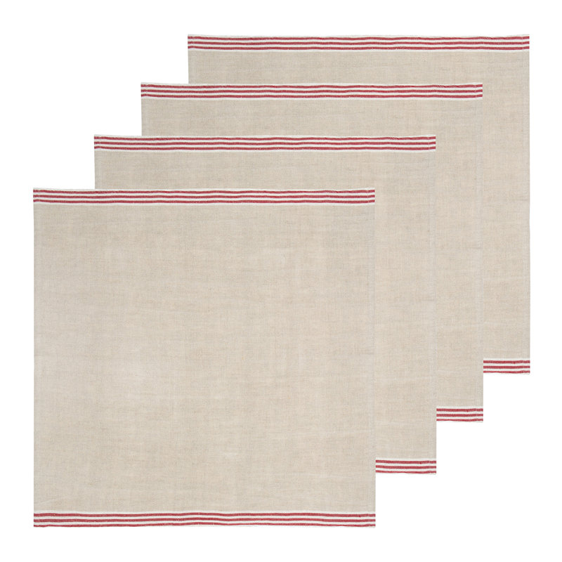 Alsace Square Napkin, Natural/Red