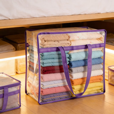 Sacs de rangement transparents avec double fermeture à glissière, organisateurs sous le lit et garde-robe de grande capacité 40L pour vêtements, couvertures et articles saisonniers, paquet de 6